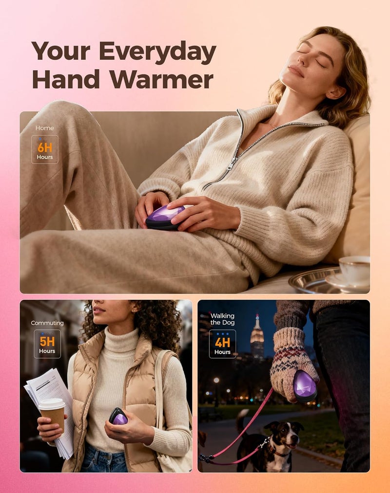 OCOOPA Women Rechargeable Hand Warmers 2 Pack, Portable, Stylish, Diamond-Shape Magnetic Electric Handwarmer, Reusable Pocket Heater, 2026 Tech Gifts for Christmas, Raynaud, Hiking, Camping, UT4 Rare - Image 5